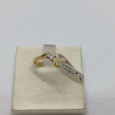 Bague Femme Solitaire Avec Zircone En Or Jaune 18KT 2,3 Gr. (8116) N15 - Photo 1/4