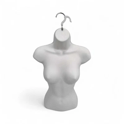 SHOPLINES SUPPLIES LIMITED White Female Hanging Half Body Mannequin Form Matt Plastic Display Torso