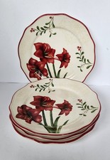Better Homes & Gardens 2011 Heritage Winter Forest Red Amarylis Salad Plates (4)