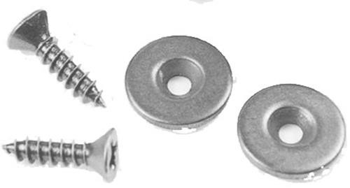 (5 Pack) Round Nickel Strike for Magnetic Catches w/ Screw - 5/8 inch