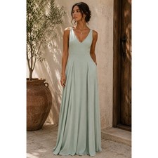 Show Me Your Mumu Dress Women Small Jen Maxi Silver Sage Boho Wedding Bridesmaid