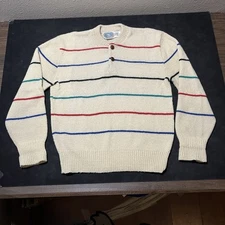 Hudson's Bay Company Sweater HBC Candy Stripe Women's Wool Knit USA Made 1970s
