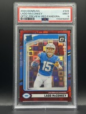 2024 Donruss #328 Ladd McConkey Optic Rated Rookies Preview Red Pandora PSA 9