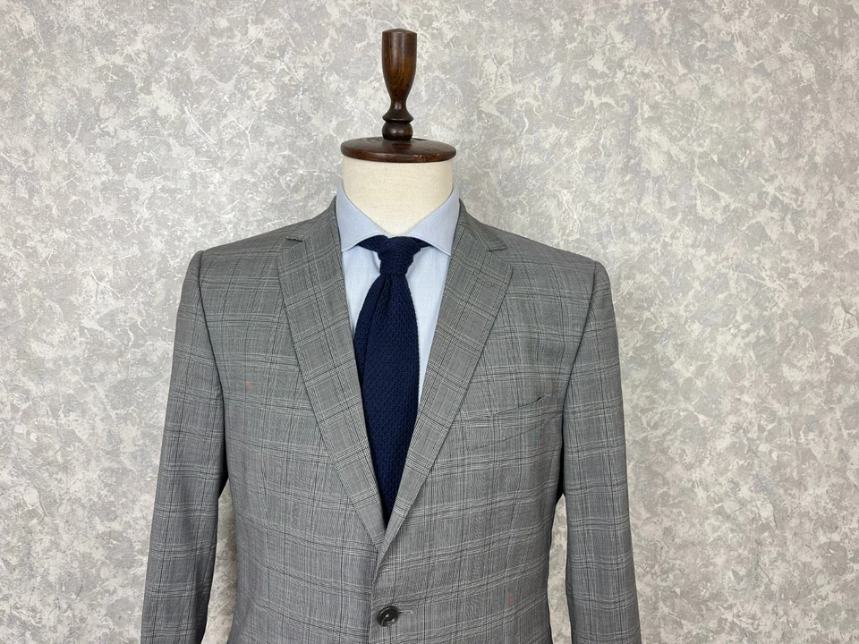 Ermenegildo Z Zegna Gray Wool Silk Check Italian Blazer Jacket 40, EU 50 - Image 2 of 4