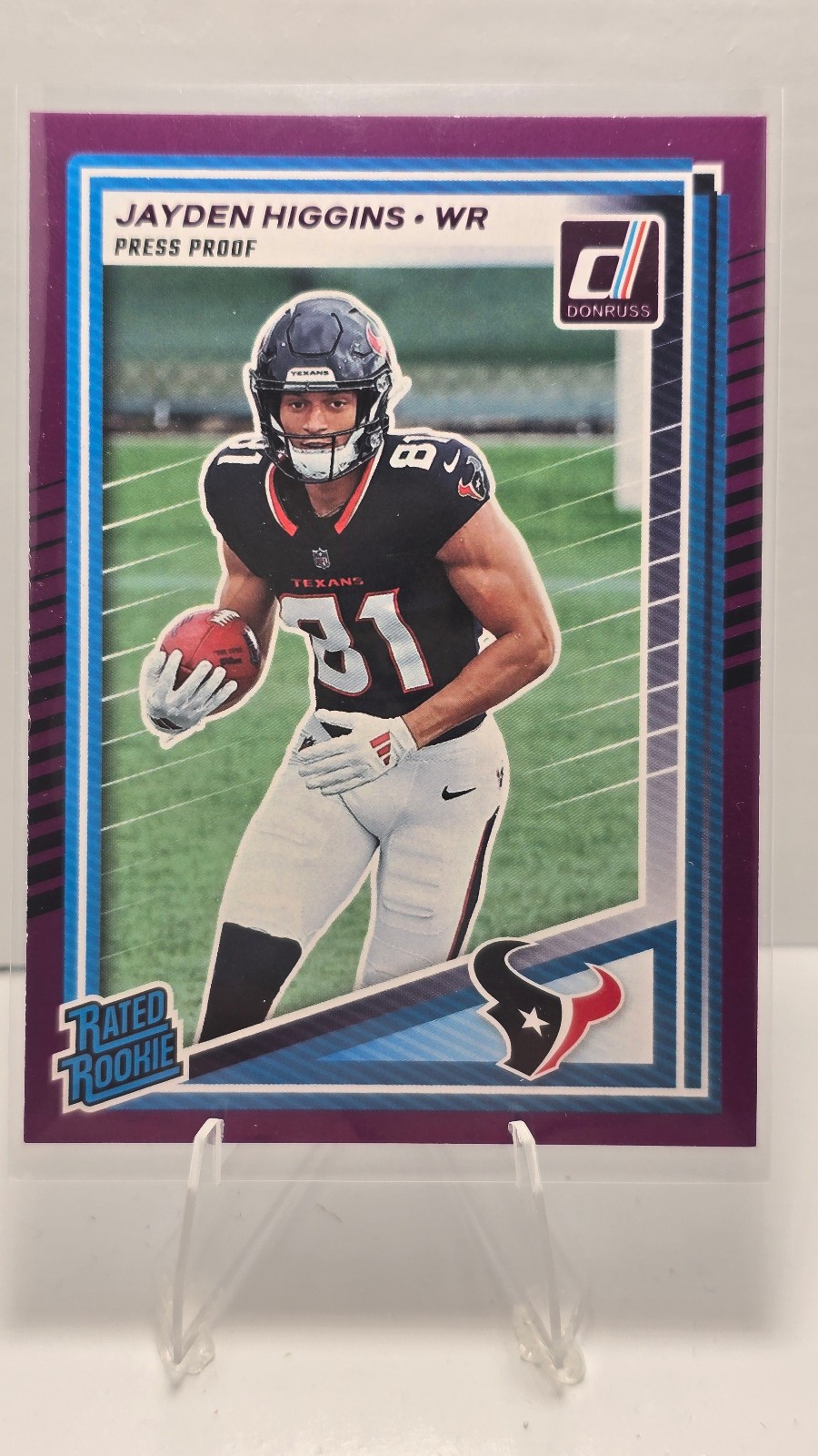 2025 Panini Donruss - Rated Rookie Jayden Higgins #334 Purple Press Proof (RC)