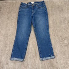 Universal Thread High Rise Straight Leg Jeans Medium Wash Raw Hem 6/28R Blue