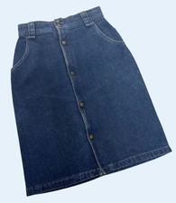 Vintage CALVIN KLEIN 80s / 90s Denim Midi Front Button Skirt Sz 25