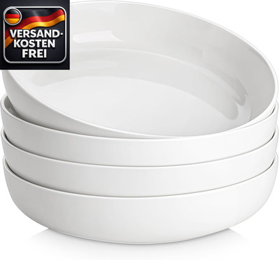 Suppenteller Set 4er mit 1440 ml große Keramikschalen für Pasta Salate und Desse