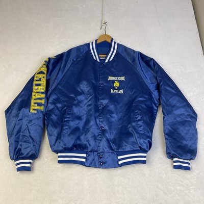 Vintage 80s Johnson Creek High School Basketball Satin Snap Up Jacket Men's L