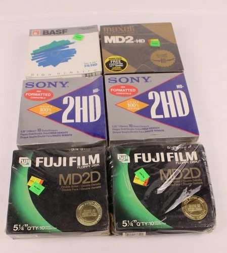 Fuji/Sony/Maxell/Base - 6 Boxes Of 10 5 1/4" floppy disks New Sealed Read