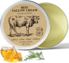 Beef Tallow for Skin - Organic Grass-Fed Whipped Beef Tallow and Honey Balm