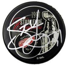 Steve Yzerman HOF Signed/Auto 1997 Stanley Cup Hockey Puck Red Wings PSA/DNA 927