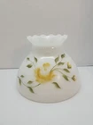 Vintage Hand Painted Milk Glass Lamp Shade 8” Fitter Floral Hurricane