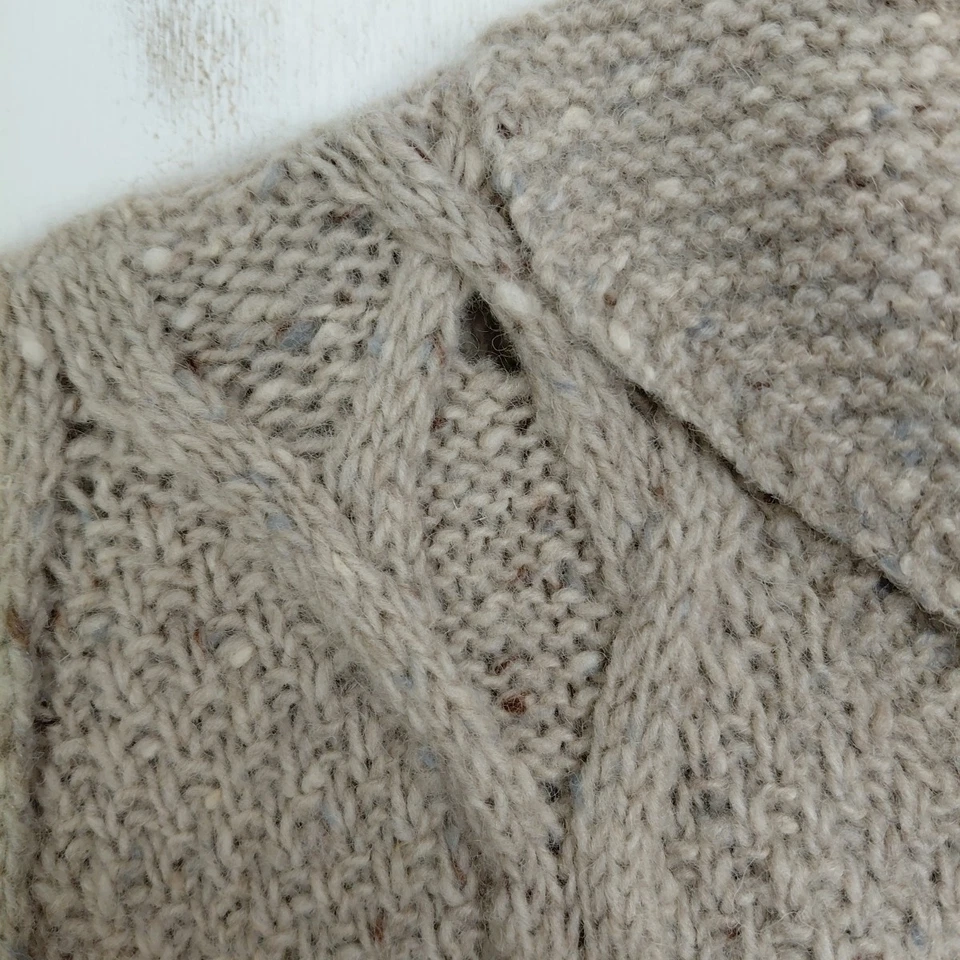 Suéter Lauren Ralph Lauren Mujer Grande Tejido a Mano Lana Cremallera Avena Tejido con Cable Foto 4 de 4