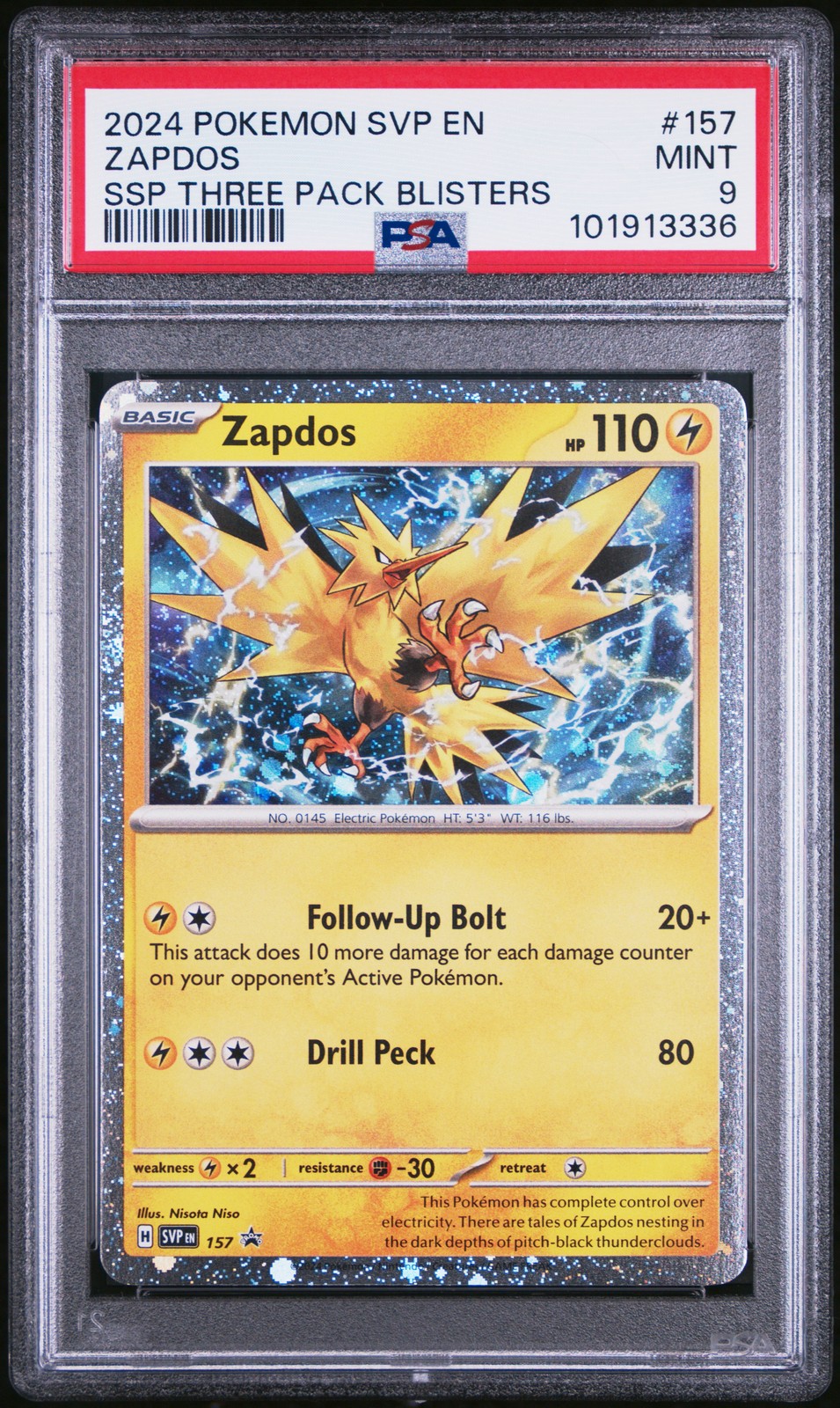 2024 POKEMON SVP EN-SV BLACK STAR PROMO #157 ZAPDOS PSA 9