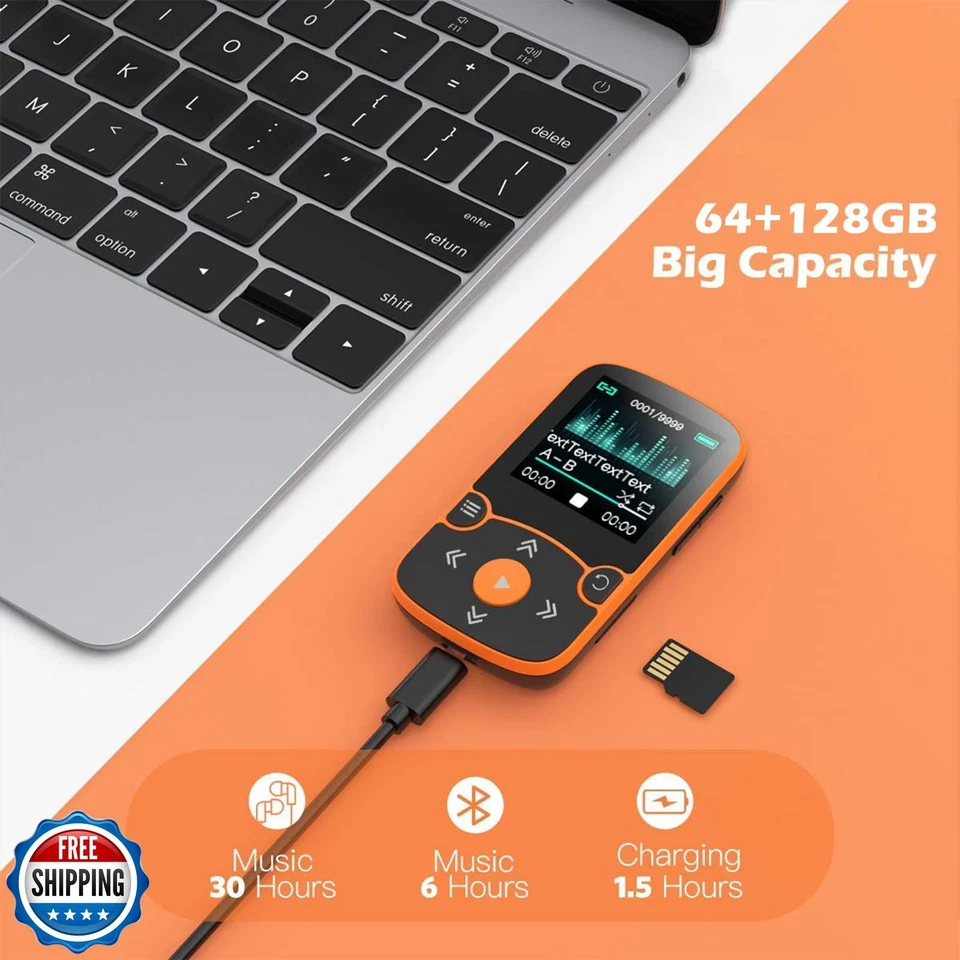 AGPTEK 64GB MP3 Player with Clip, Bluetooth 5.3 Lossless Sound with FM Radio, - Image 3 of 4