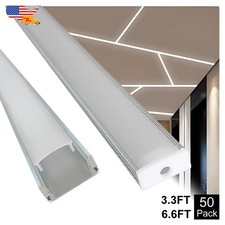 50 Pack 2M U-Channel Led Aluminum Channel With Milky White Cover For Led Strip