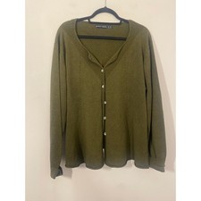 Gudrun Sjoden Strickjacke Gr. XXL grün Knopfleiste Strickpullover Lagenlook kuschelig 