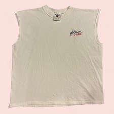Vintage FUBU white sleeveless tee shirt 90’s men’s beach size large made in USA