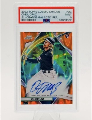 2022 Topps Chrome Cosmic Oneil Cruz Rookie Auto /25 Orange Galactic Variation