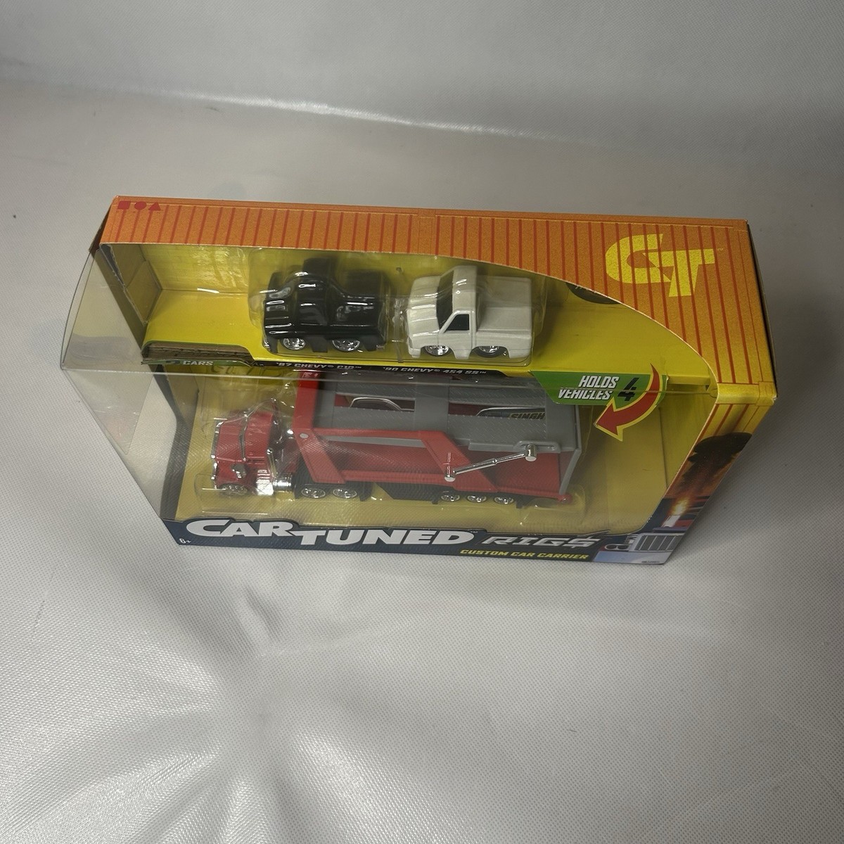 Car Tuned Rigs Custom Car Carrier w/ 2 Cars '87 Chevy C10 & '90
