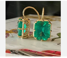 Emerald Pendant May Birthstone Pendant Necklace 14K Yellow Gold Plated