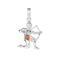 Cavill Bernstein SilberanhäNger 925 Sterling 0,075Ct Orange Damen