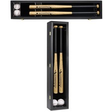 HOROW 2 Baseball Bat Display Case Wooden Frame with Double Black, Black