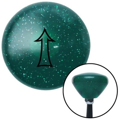 Black Outlined Directional Arrow Up Green Retro Metal Flake Shift Knob M16x1.5
