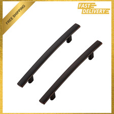 Oil Rubbed Bronze Cabinet Handles 4 Inch Hole Center Curved Pulls Solid Zinc