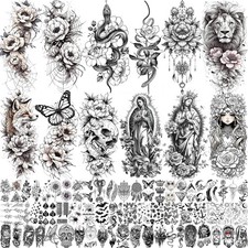 75 Sheets Black Realistic 3D Rose Flowers Temporary Tattoos For Women Girls Adul