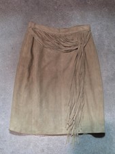 Vintage Suede Fringe Leather High Waisted Pencil Skirt Size XS