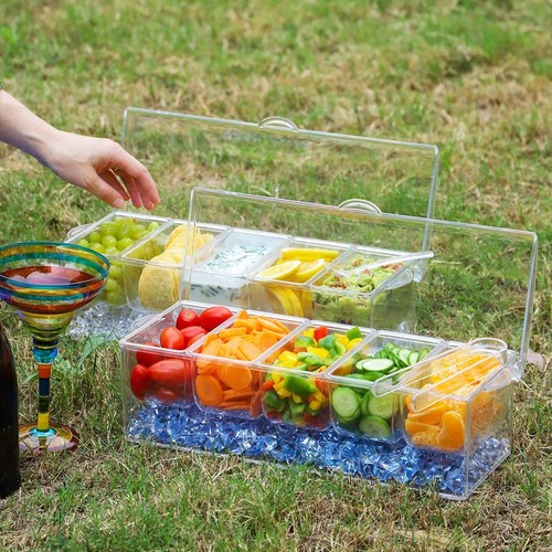 Condiment Server, Tray, ice Party Serving bar, Chilled Caddy, bar Garnish Hol... - Picture 5 of 7