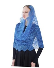 Spanish Infinity Veils for Church Lace Chapel Veils Catholic Church Veil Blue