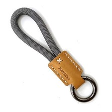 Handmade Cowhide Leather Short Keychain,Car Key Chain Grey