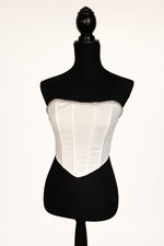 White Strapless Corset Top with Rhinestone Trim