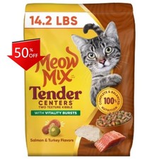 Meow Mix Tender Centers Salmon and Turkey Flavor Dry Cat Food - 14.2lbs 2.24 per pound