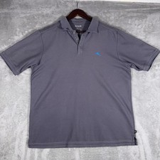 Tommy Bahama Polo Shirt Men  s Large Gray Short Sleeve Beach Coast Fishing