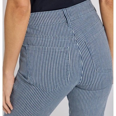 NYDJ Alina Legging Blue White Ticking Stripe Slim Jeans size 6 Stretch M81E19OW