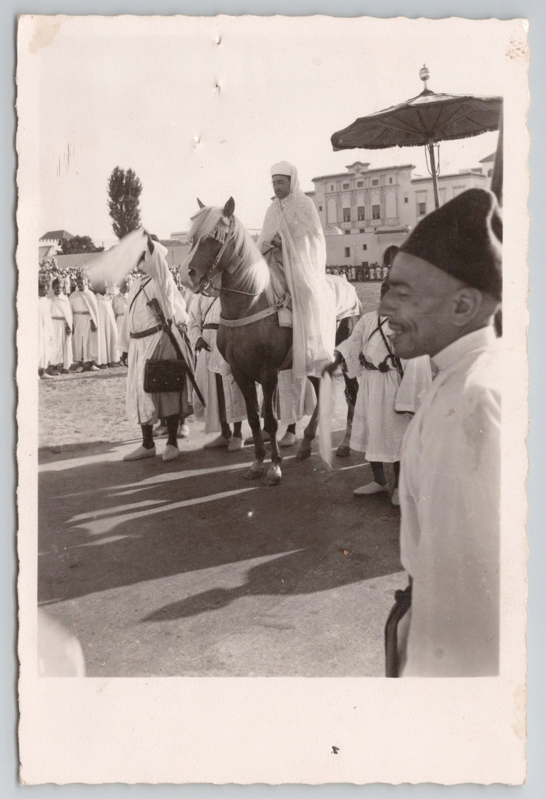 c.1924 Rabat Morocco Real Photo Postcard Sultan Yusef Horse RPPC US Navy Postage