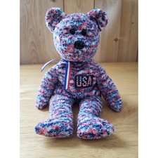TY Beanie Baby USA 2000 Bear   Tush Tag Errors, Retired Patriotic Plush