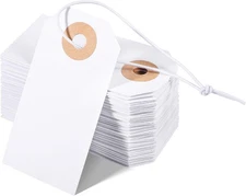 Prudiut 100 Pack Gift Tags with Elastic String White 2.75x1.37inches, 