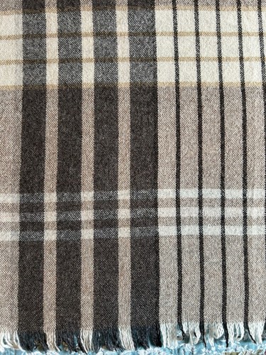 Talbots Wool Throw Blanket Large Brown Shawl 53x54” Made in Italy - Picture 3 of 7
