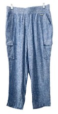 Jones New York Chambray Blue Linen Blend Cropped Pants Women  s Small