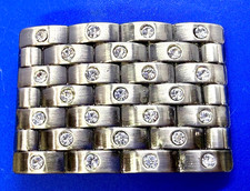 Block Brick Wall Pattern, Clear Rhinestone Accented Bling Jeweled Belt Buckle
