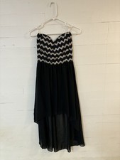 Windsor Black Strapless High Low Dress Sparkle Chevron Bodice Women's Med