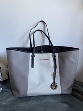 Borsa a tracolla Michael Kors shopper grigia bianca nera pelle H 28 B 49 T 17 ottima