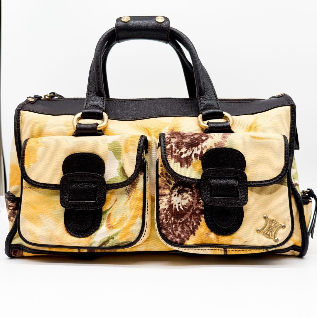 バッグ Rare CELINE Hand bag botanical Triomphe Rare CELINE Botanical Canvas Leather Handbag Triomphe