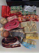 Mix Lace Trim Border Bundle Job Lot Various Length Total 45 Metres Gold Silver