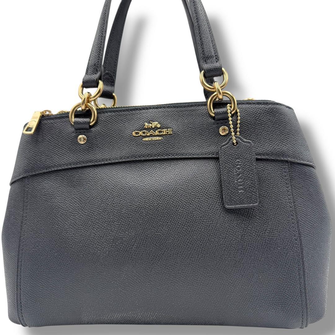 Coach Mini Brook Carryall 2Way Shoulder Bag Navy Leather Authentic